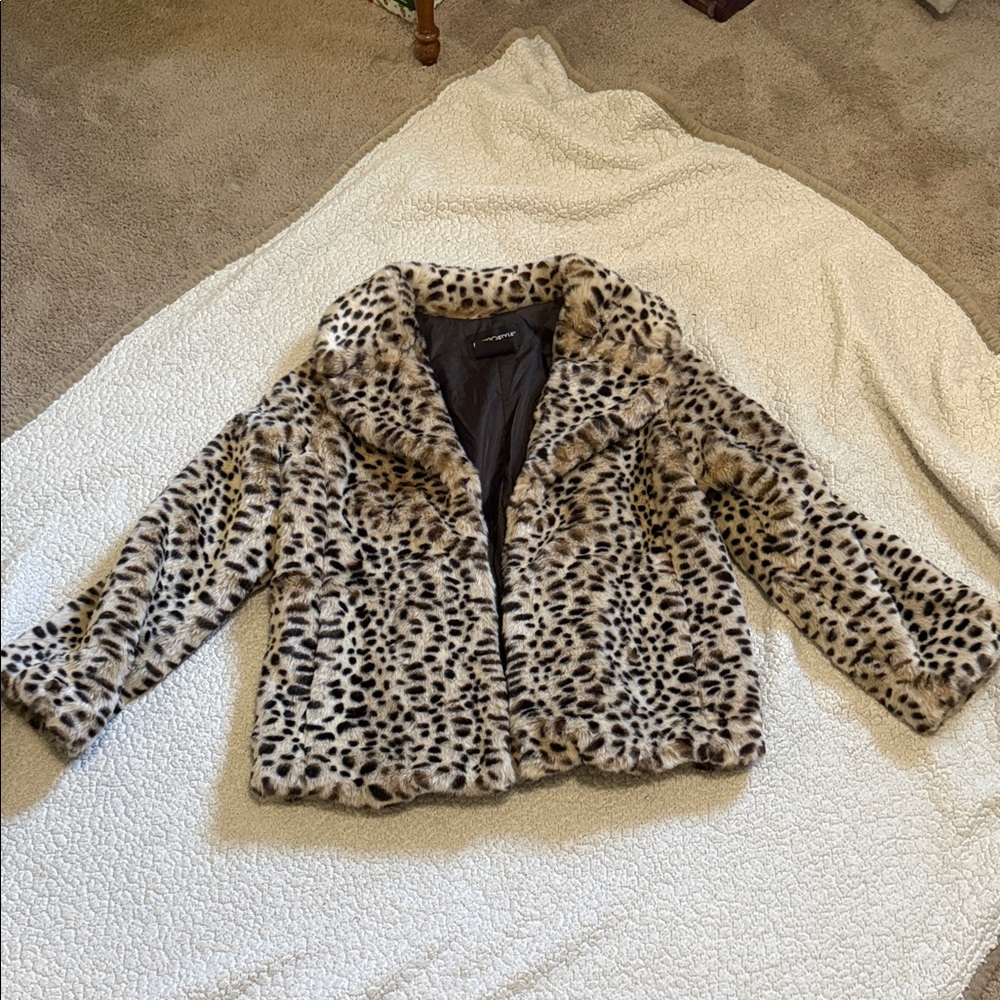 Metrostyle Animal Print Teddy Jacket